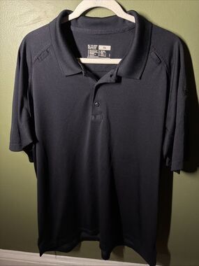 5.11 Tactical Polo Shirt Mens XL Black Golf Polyester Stretch Sports Rugby